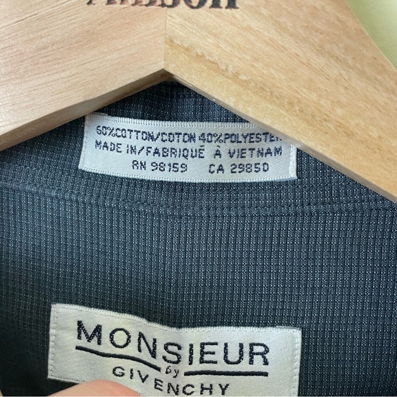 Givenchy Monsieur Blue/Gray Button Up Designer Shirt SZ 17 34/35 - Picture 7 of 9